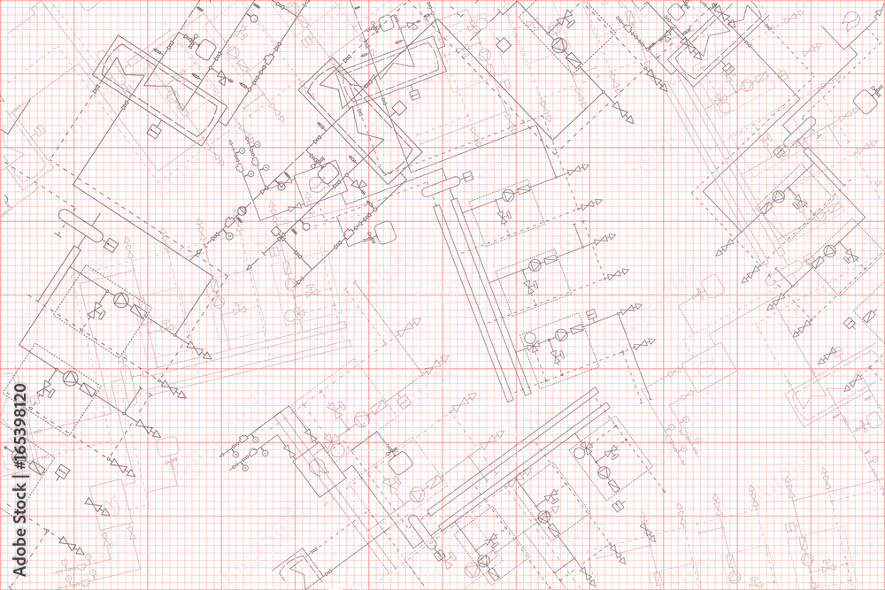 Circuit boiler on graph paper background. Steamshop engineering project. Circuit boiler on graph paper background. Steamshop engineering project.