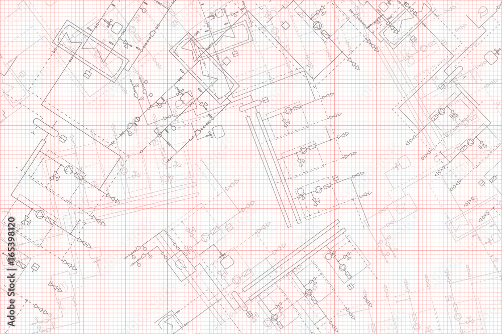 Circuit boiler on graph paper background. Steamshop engineering project.