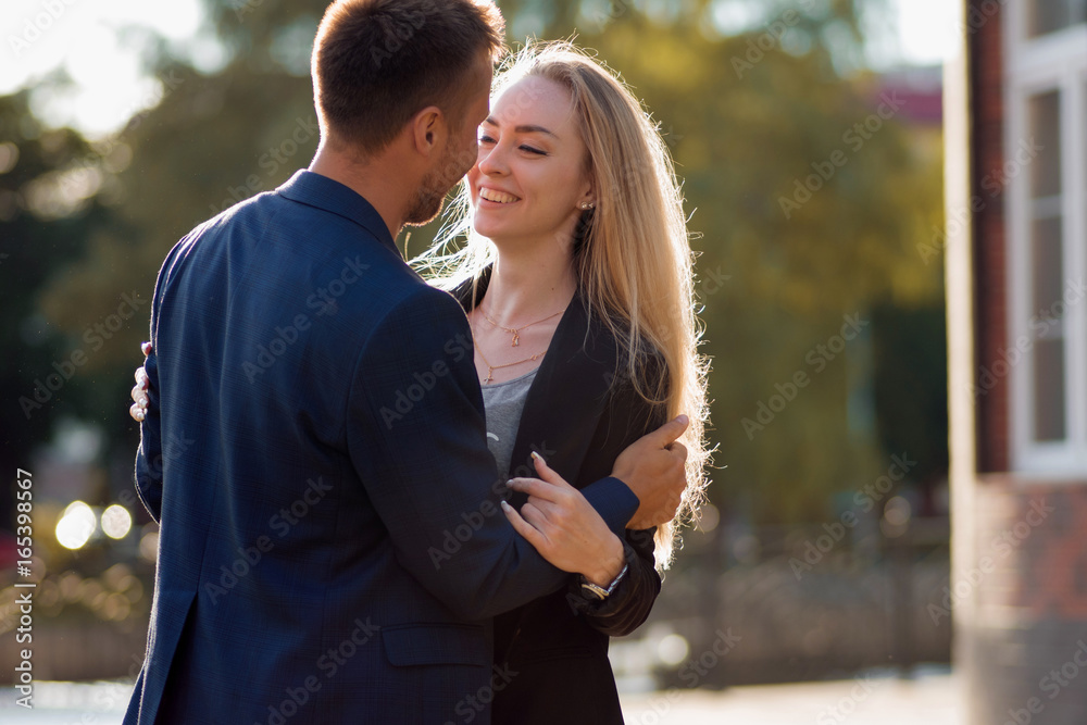 Couple in love. Portrait of attractive happy girl and the guy