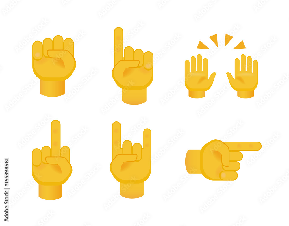 Fototapeta premium Set of Hands on White Background. Isolated Vector Illustration