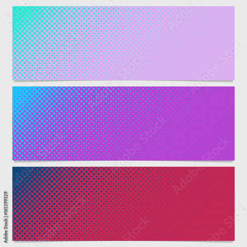 Abstract halftone dot pattern horizontal banner - vector graphic from circles in varying sizes