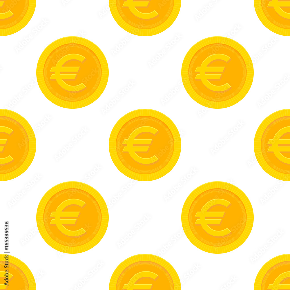 Golden euro coins seamless pattern vector illustration