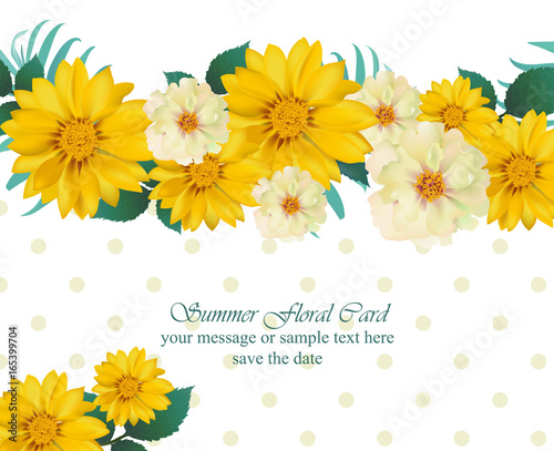 Vector Vintage floral Summer card. Hot template design with palm leaves and s...