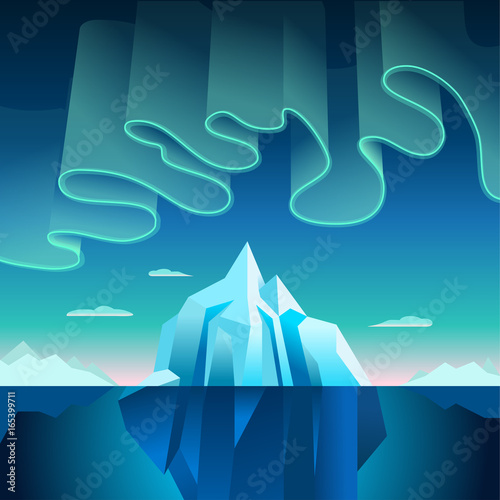 Aurora borealis northern blue background vector greenery gradient lights illustration