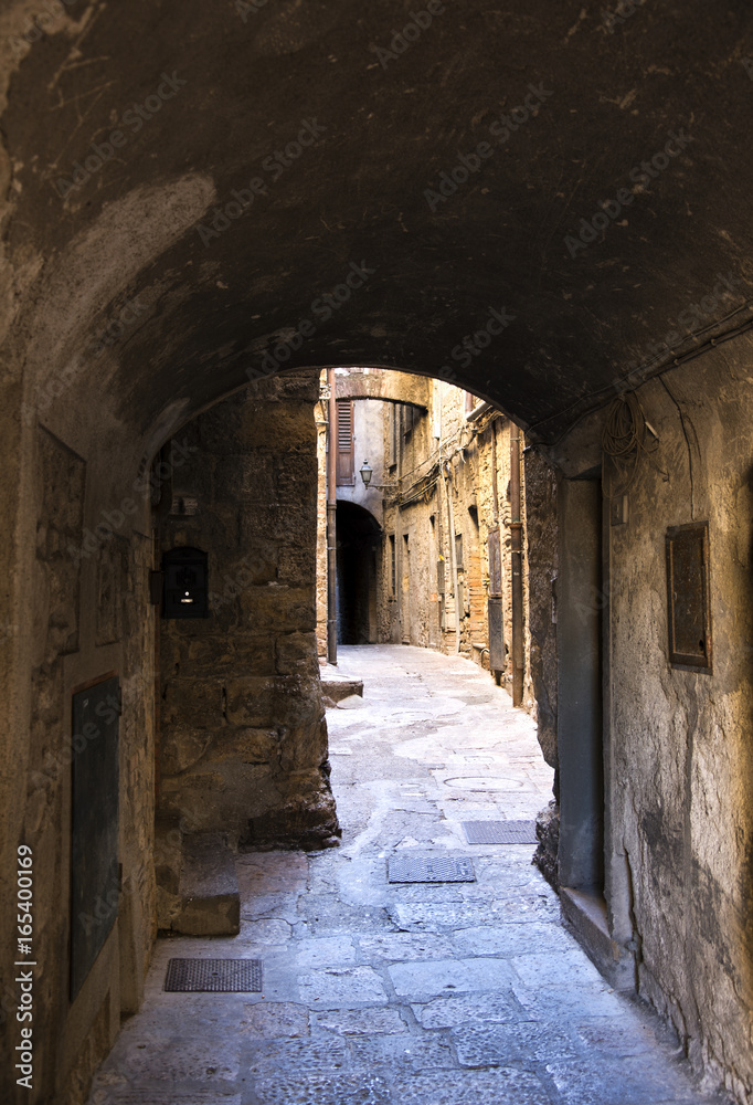  Alley of the city of volterra in italy