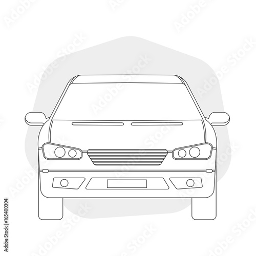 Front view line outline car vector illustration