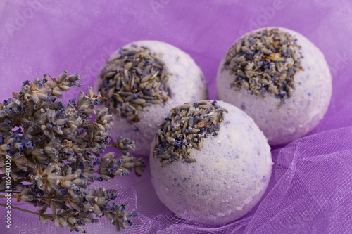 Aromatic bath bombs on a white