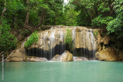 Fototapeta Naklejka Na Ścianę i Meble -  Level 2 of Erawan Waterfall in Kanchanaburi, Thailand