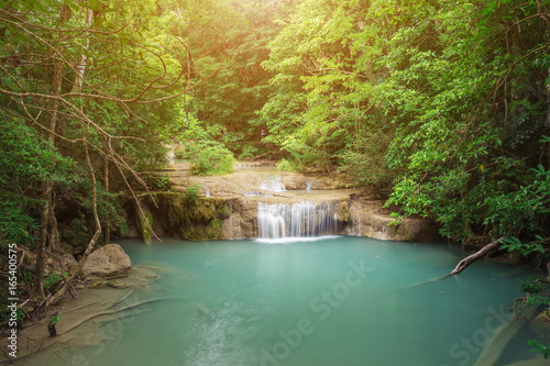Fototapeta Naklejka Na Ścianę i Meble -  Erawan Waterfall in Kanchanaburi, Thailand