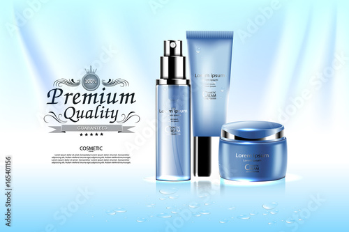 Luxury cosmetic Bottle package skin care cream, Beauty cosmetic product poster, with Blinds background