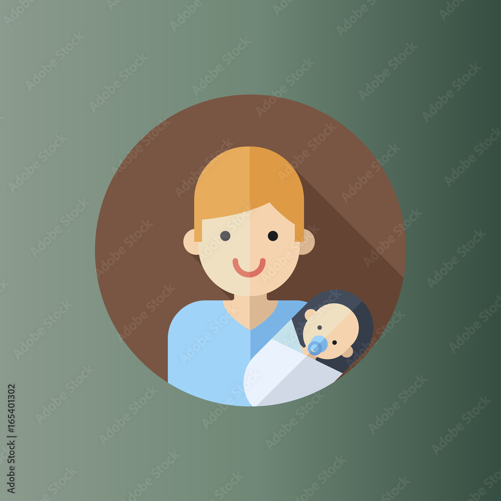 new father who holding crying baby in hands, icon. flat design new father who holding crying baby in hands, icon. flat design