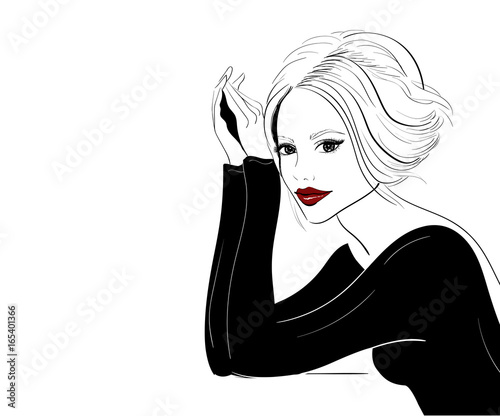 elegant girl with red lips