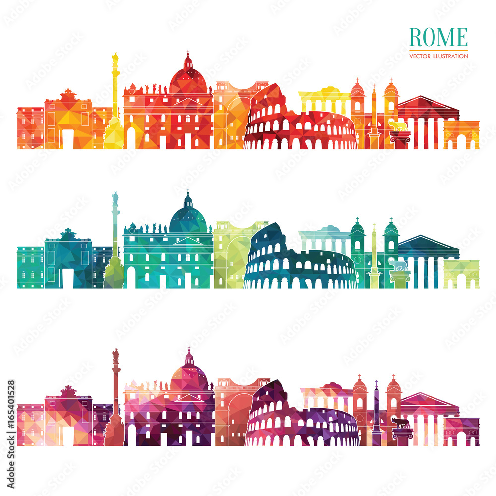 Fototapeta premium Rome detailed skyline. Travel and tourism background. Vector illustration