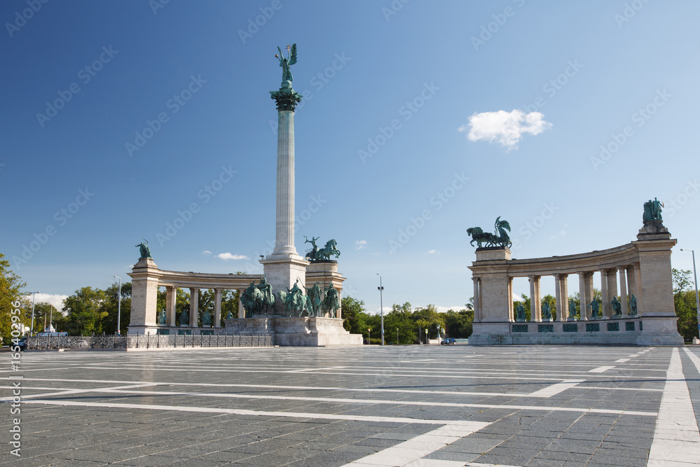 Heroes' Square, Hosok Tere or Millennium Monument, major attraction of city Budapest. Hungary