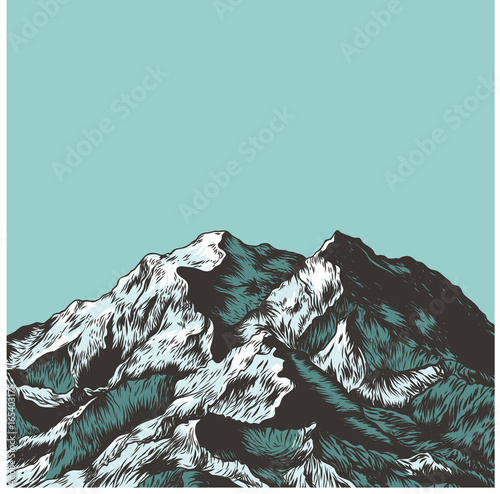 Hand drawn mountain. Vector illustration