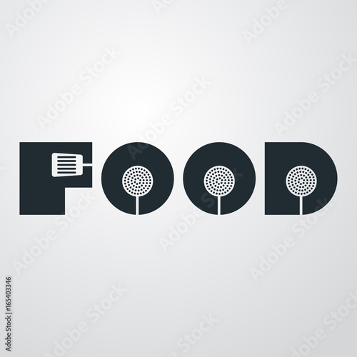 Icono plano FOOD con espumaderas sobre fondo degradado