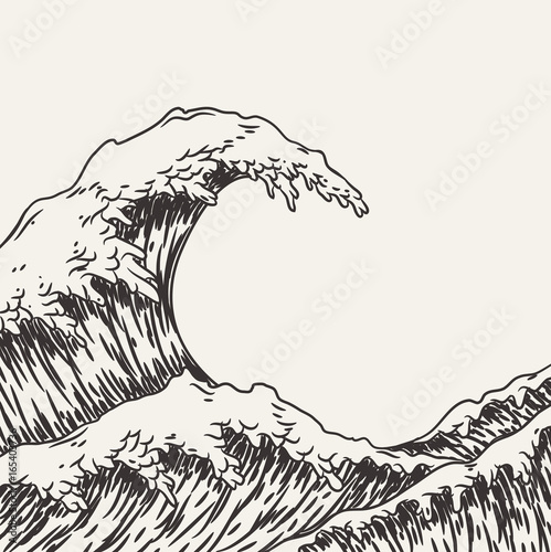 Canvas Print Hand drawn wave. Vector illustration
