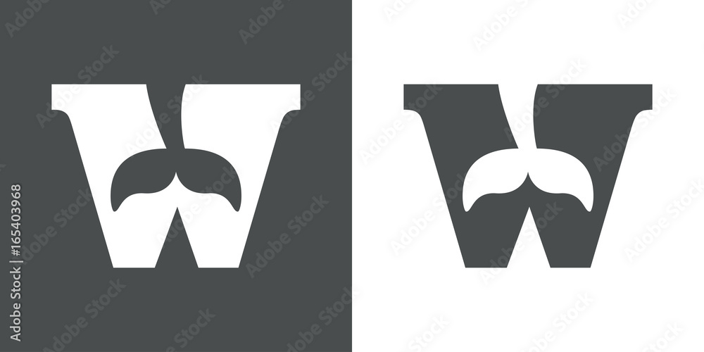 Fototapeta premium W płaska ikona z szaro-białym ogonem wieloryba