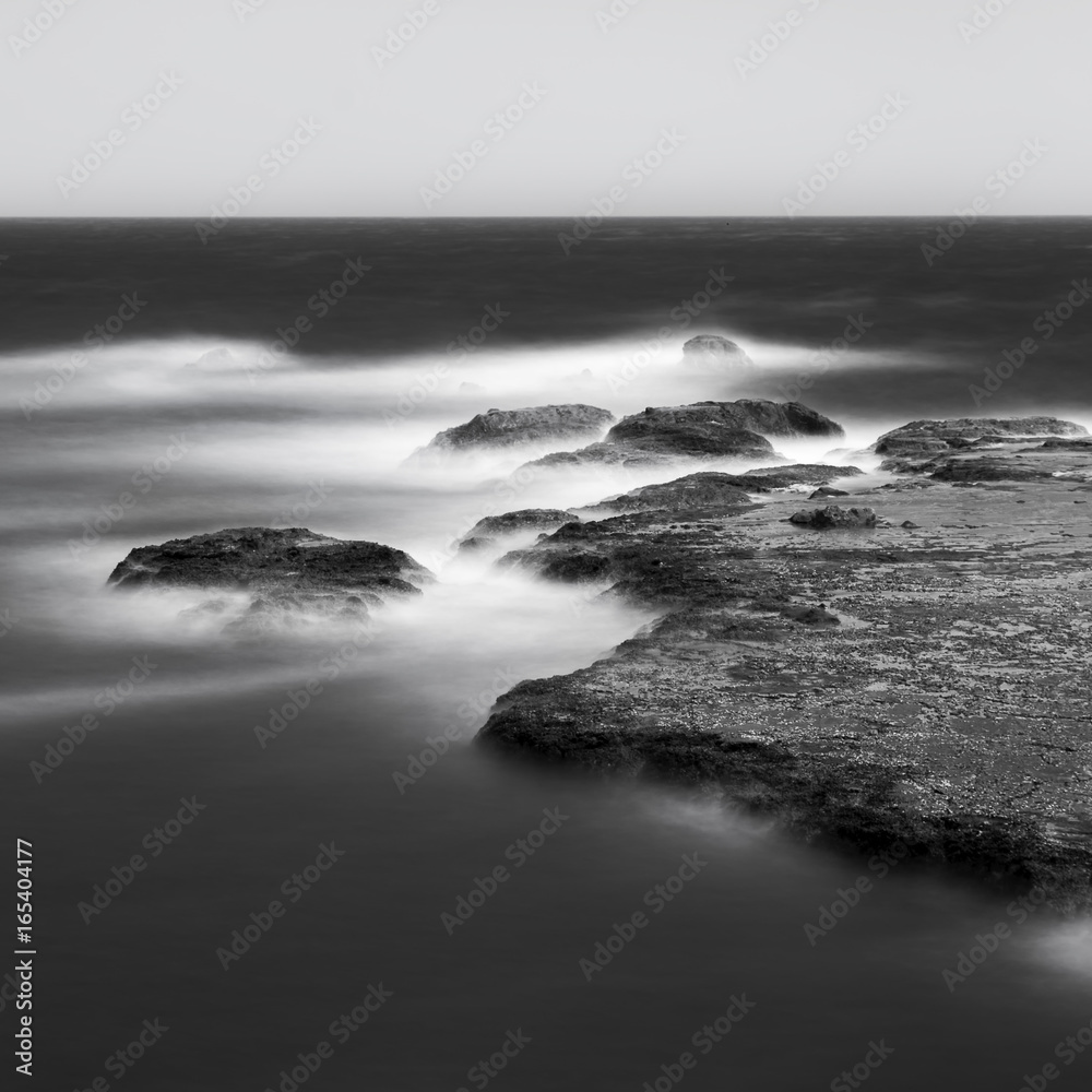 Long exposure of rocks and sea in Enoshima, Kanagawa Prefecture, Japan