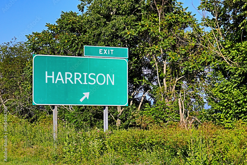 US Highway Exit Sign For Harrison