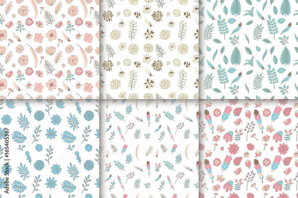 Cute seamless pattens set. Cute seamless pattens set.