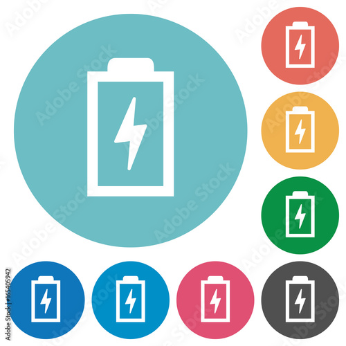 Battery with energy flat round icons