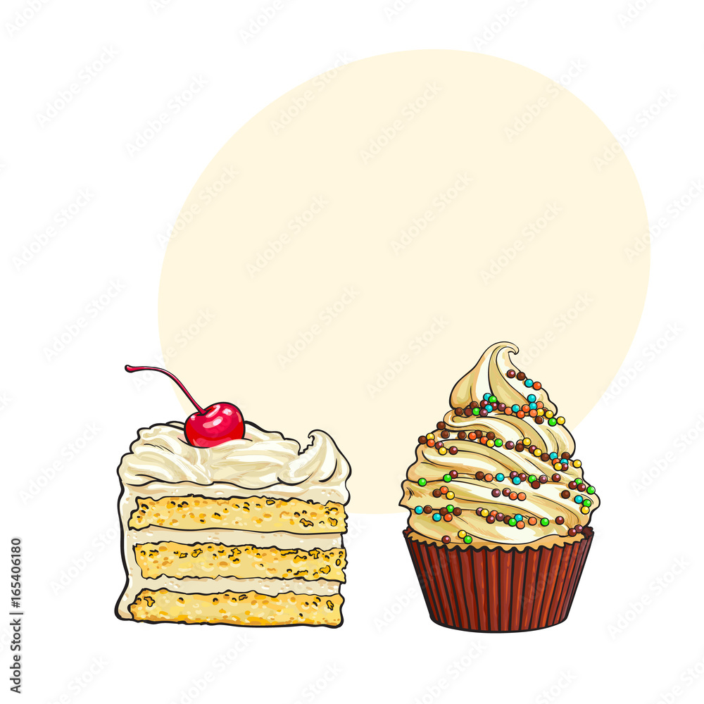Cartoon Birthday Cake Card. Vector Illustration Royalty-Free Stock Image -  Storyblocks