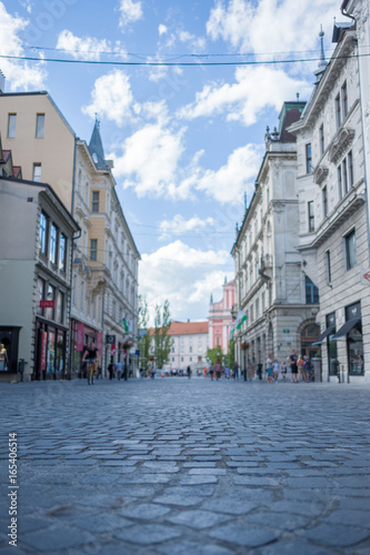 Street with shallow depth of field in Ljubljana Slovenia