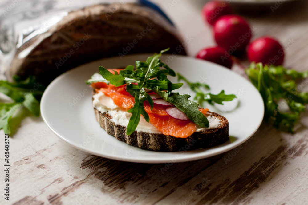 Canapes with smoked salmon