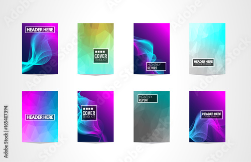 A4 Brochure Cover Mininal Design with Geometric shapes, colorful gradients and space for text