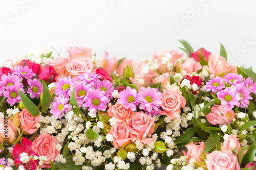 beautiful bouquet of spring flowers on white
