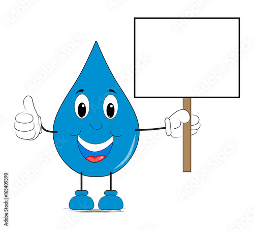Wassertropfen mit Schild