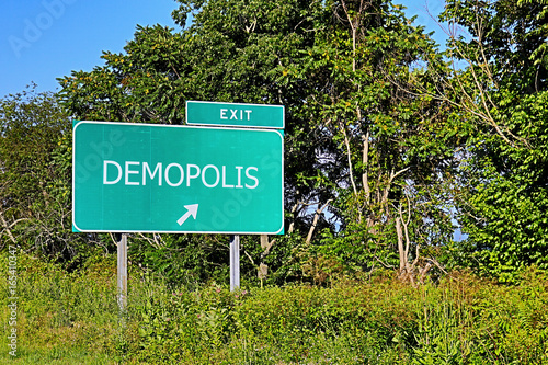 US Highway Exit Sign For Demopolis photo