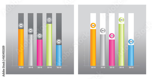 set of 2 Colorful diagram with point chart and place for statistical text. Vector