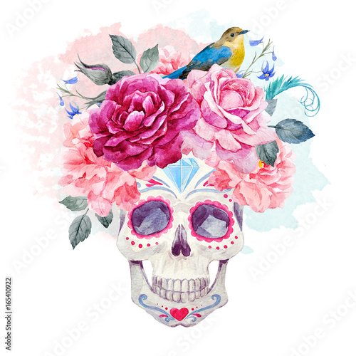 Fototapeta Naklejka Na Ścianę i Meble -  Nice watercolor skull