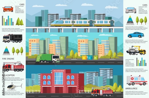City Transport Infographic Horizontal Banners
