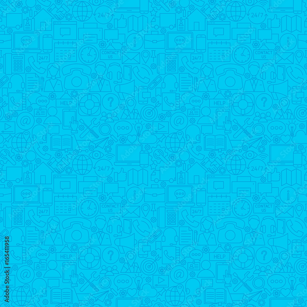 Obraz premium Blue Contact Us Seamless Pattern