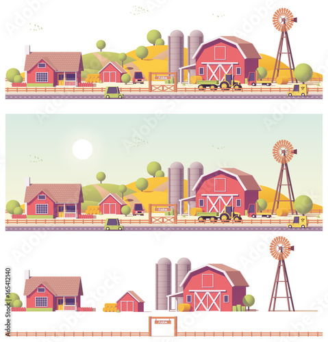 Vector low poly farm