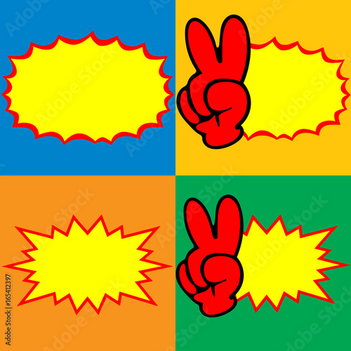 Set of explosion pop art in comics book style, vector illustration