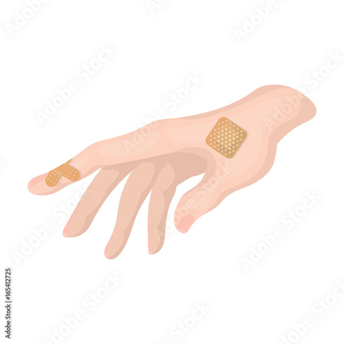 Bactericidal plaster on the arm. Medicine single icon in cartoon style vector symbol stock illustration web.