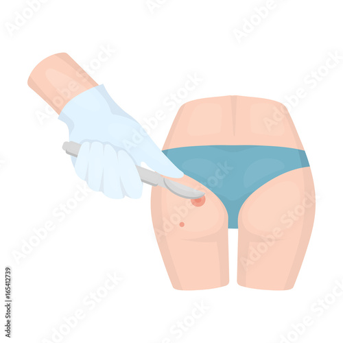 Dissection of a boil on the buttock of a man. Surgery single icon in cartoon style vector symbol stock illustration web.