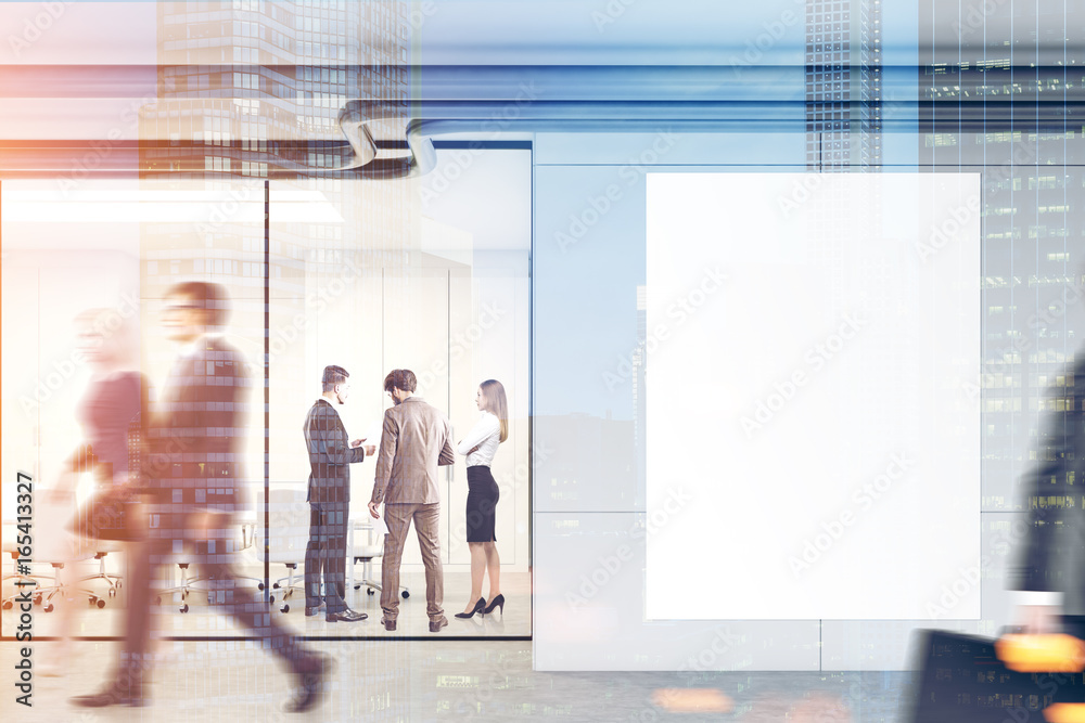 People in an office lobby, mockup double People in an office lobby, mockup double
