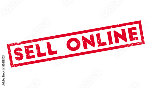 Sell Online rubber stamp. Grunge design with dust scratches. Effects can be easily removed for a clean, crisp look. Color is easily changed.