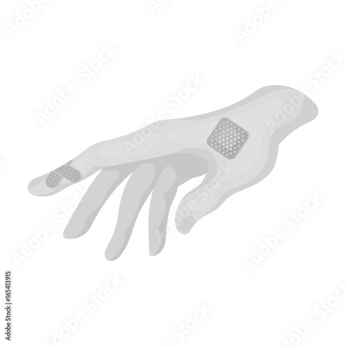 Bactericidal plaster on the arm. Medicine single icon in monochrome style vector symbol stock illustration web.