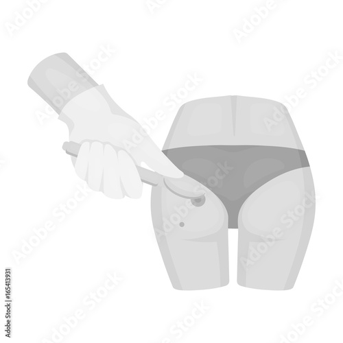 Dissection of a boil on the buttock of a man. Surgery single icon in monochrome style vector symbol stock illustration web.