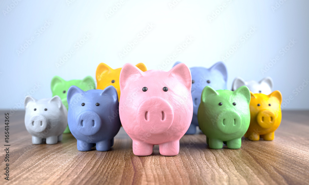 bunte Sparschweine aus Knetmasse bunte Sparschweine aus Knetmasse