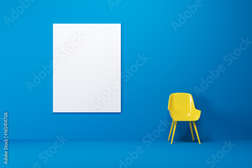 Fototapeta Naklejka Na Ścianę i Meble -  Blue room, yellow chair, poster