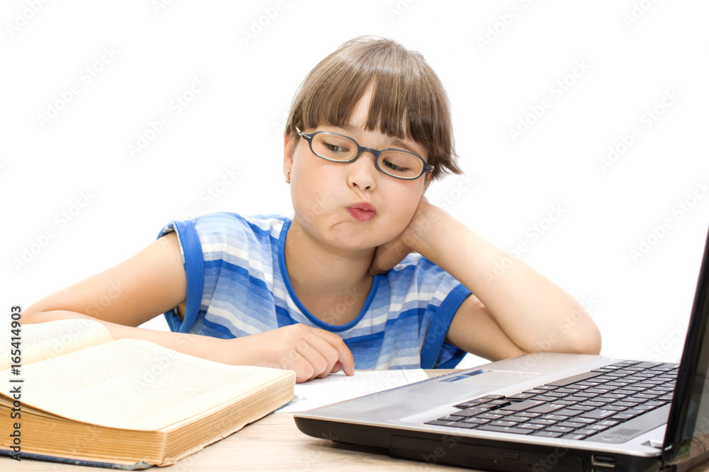 Cute teenager with books on white background Cute teenager with books on white background