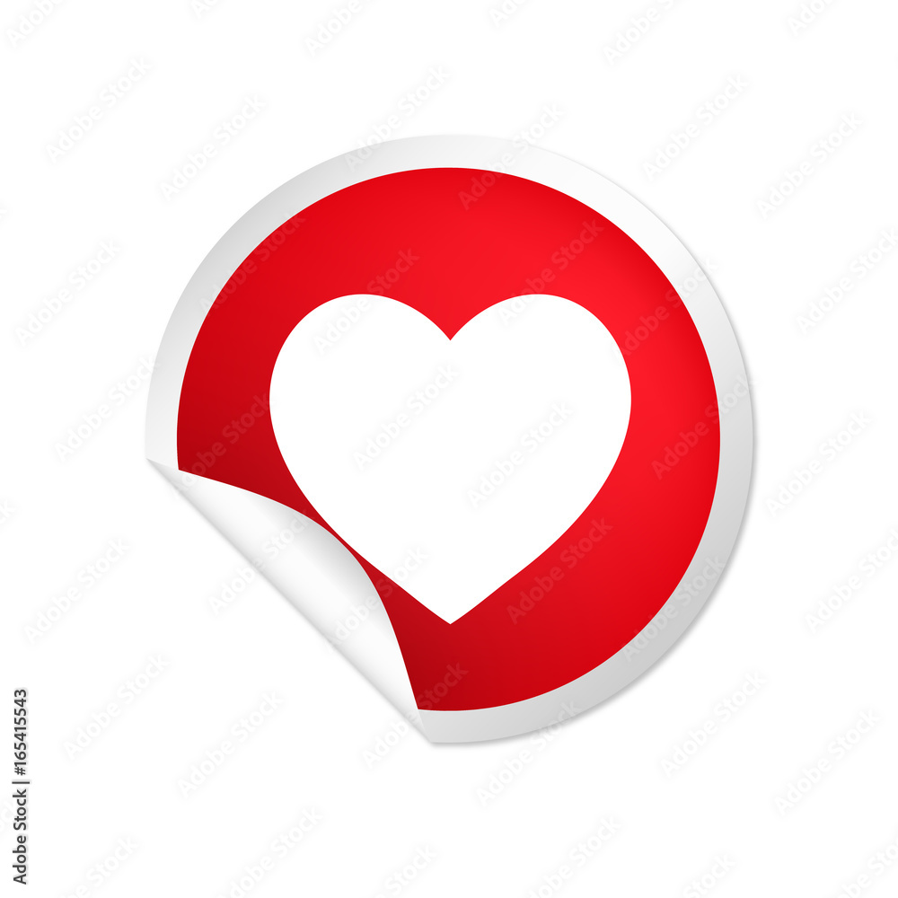 runder Sticker rot Herz runder Sticker rot Herz