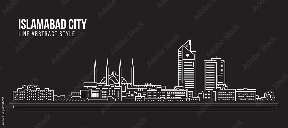 Cityscape Building Line art Vector Illustration design - Islamabad city
